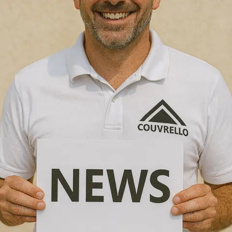 Couvreur inspectant une toiture dans l'Hérault avant une tempête